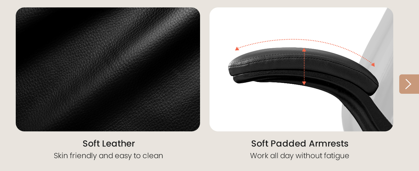 Soft padded armrest, executive pu chair