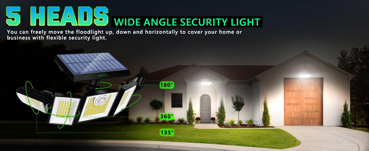 MDCMDCM Solar Flood Lights Outdoor Waterproof Motion Sensor