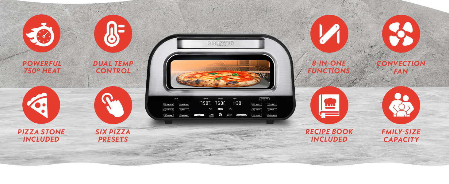 4.5 Quart Easy to Use Pizza Oven One Touch Presets