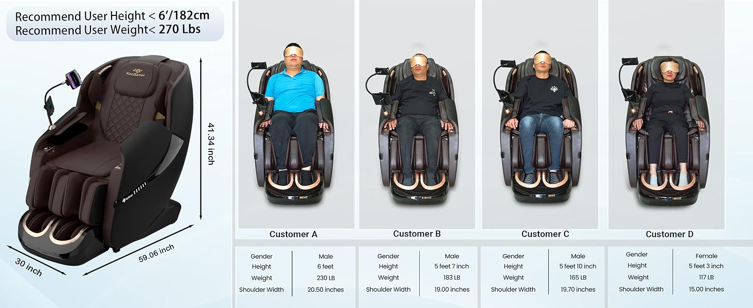 massage chair size