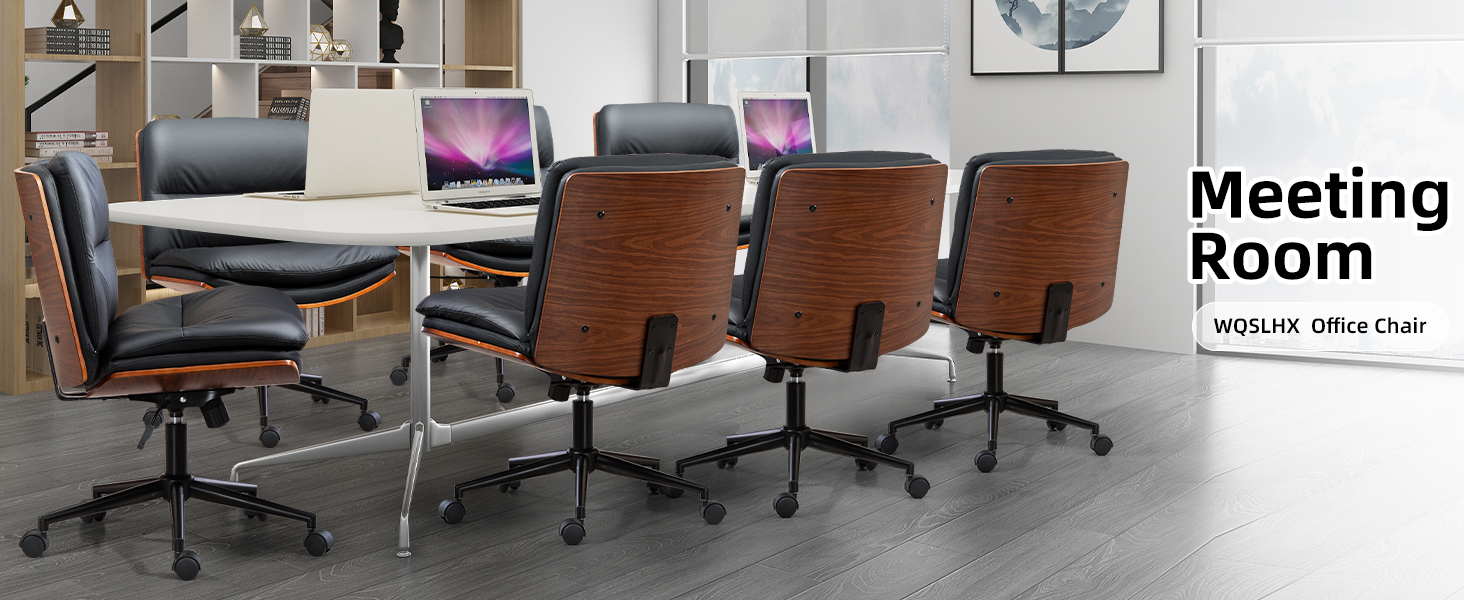 armless desk chair leather