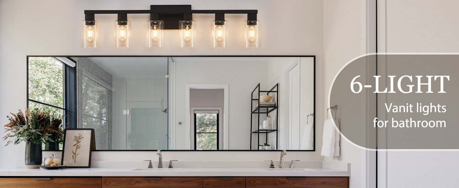 Large black vanity lights for bathroom