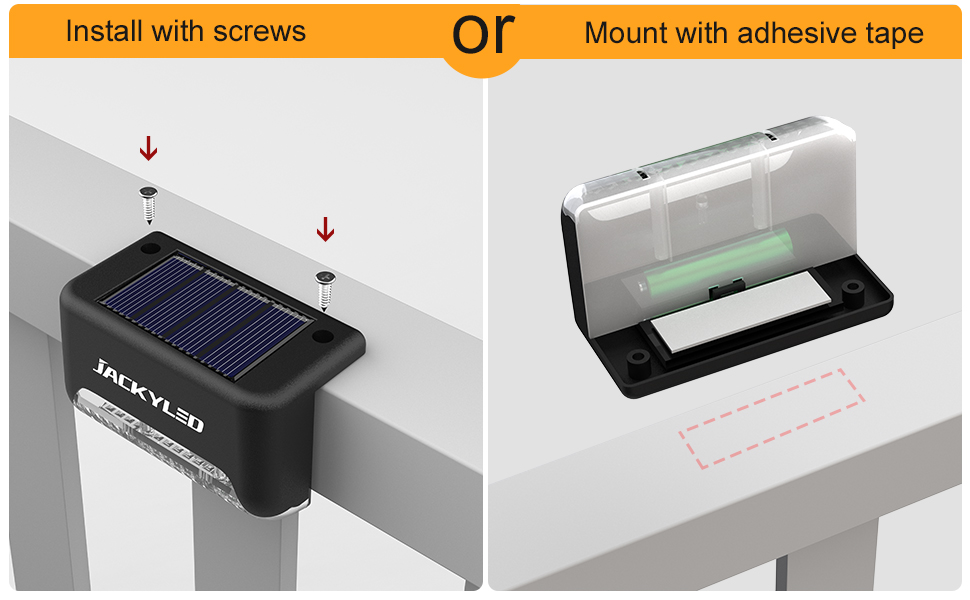 solar lights with screws and double stick tape