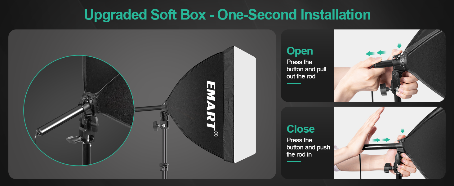 Softbox Photography Light Kit Pull Soft Box with Remote/APP Intelligent Control update softbox