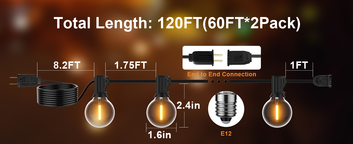outdoor string lights 120ft