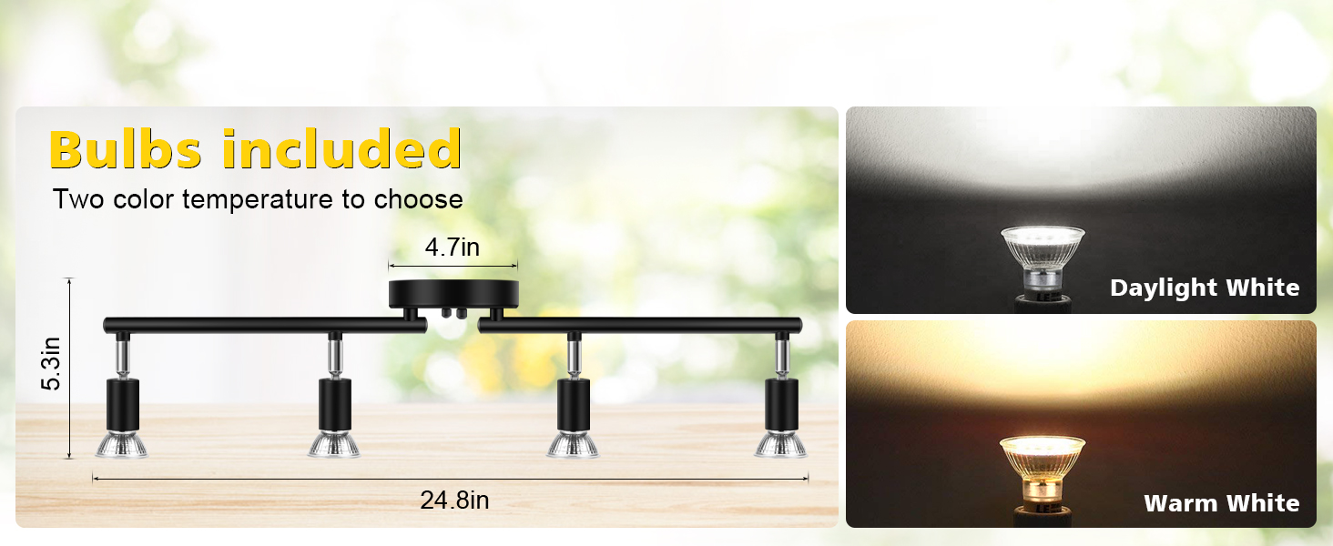 Track Light Included 4 x LED GU10 Bulb 