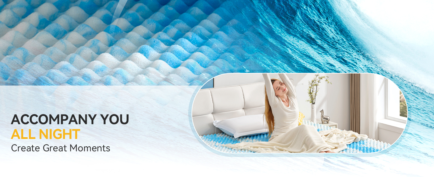 blue memory foam egg crate mattress topper