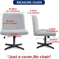 Armless Office Chair Cover, Rose Jacquard, Elastic Criss Cross Design, Mid Back Wide Seat (Cream) - Image 8