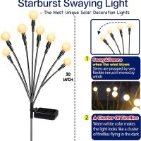 TONULAX Solar Garden Lights - Upgraded Solar Swaying Light, Sway by Wind, Outdoor Lights, Yard Patio Pathway Decoration, High Flexibility Iron Wire & Heavy Bulb Base, Warm White (4 Pack) - Image 2