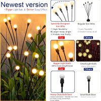 TONULAX Solar Garden Lights - Upgraded Solar Swaying Light, Sway by Wind, Outdoor Lights, Yard Patio Pathway Decoration, High Flexibility Iron Wire & Heavy Bulb Base, Warm White (4 Pack) - Image 3