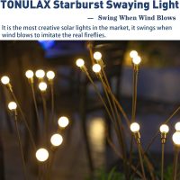 TONULAX Solar Garden Lights - Upgraded Solar Swaying Light, Sway by Wind, Outdoor Lights, Yard Patio Pathway Decoration, High Flexibility Iron Wire & Heavy Bulb Base, Warm White (4 Pack) - Image 6