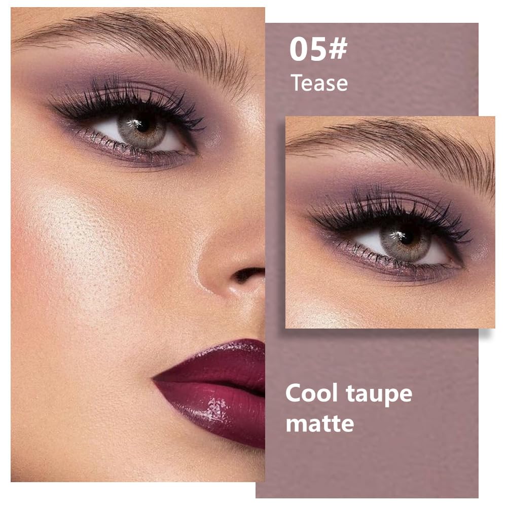 Kaely Taupe Single Eyeshadow Makeup, Blendable Neutral Powder Eye Shadow for Older Women, Lavender Plum Purple Mauve Matte Eyeshadow Palette for Green Eyes Pigmented Waterproof, sombras para ojos, 05 - Image 2
