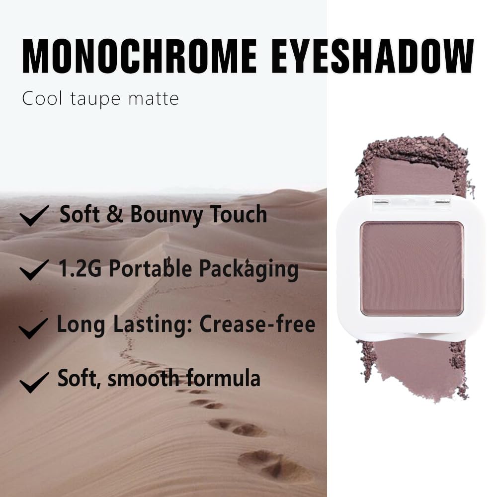 Kaely Taupe Single Eyeshadow Makeup, Blendable Neutral Powder Eye Shadow for Older Women, Lavender Plum Purple Mauve Matte Eyeshadow Palette for Green Eyes Pigmented Waterproof, sombras para ojos, 05 - Image 3