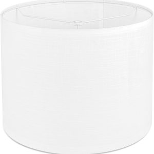 White Linen Lamp Shade,Drum lamp shade for table lamps 13" Top x 13" Bottom x 10" High,Replacement Large Fabric Lampshade for Floor Lamps and Bedside Lamps, Easy Assembly Required（Spider Fitter）