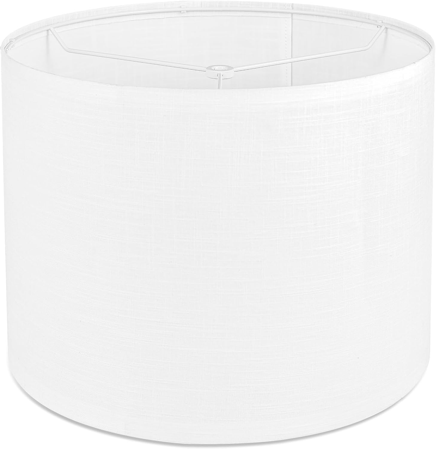 White Linen Lamp Shade,Drum lamp shade for table lamps 13" Top x 13" Bottom x 10" High,Replacement Large Fabric Lampshade for Floor Lamps and Bedside Lamps, Easy Assembly Required(Spider Fitter)