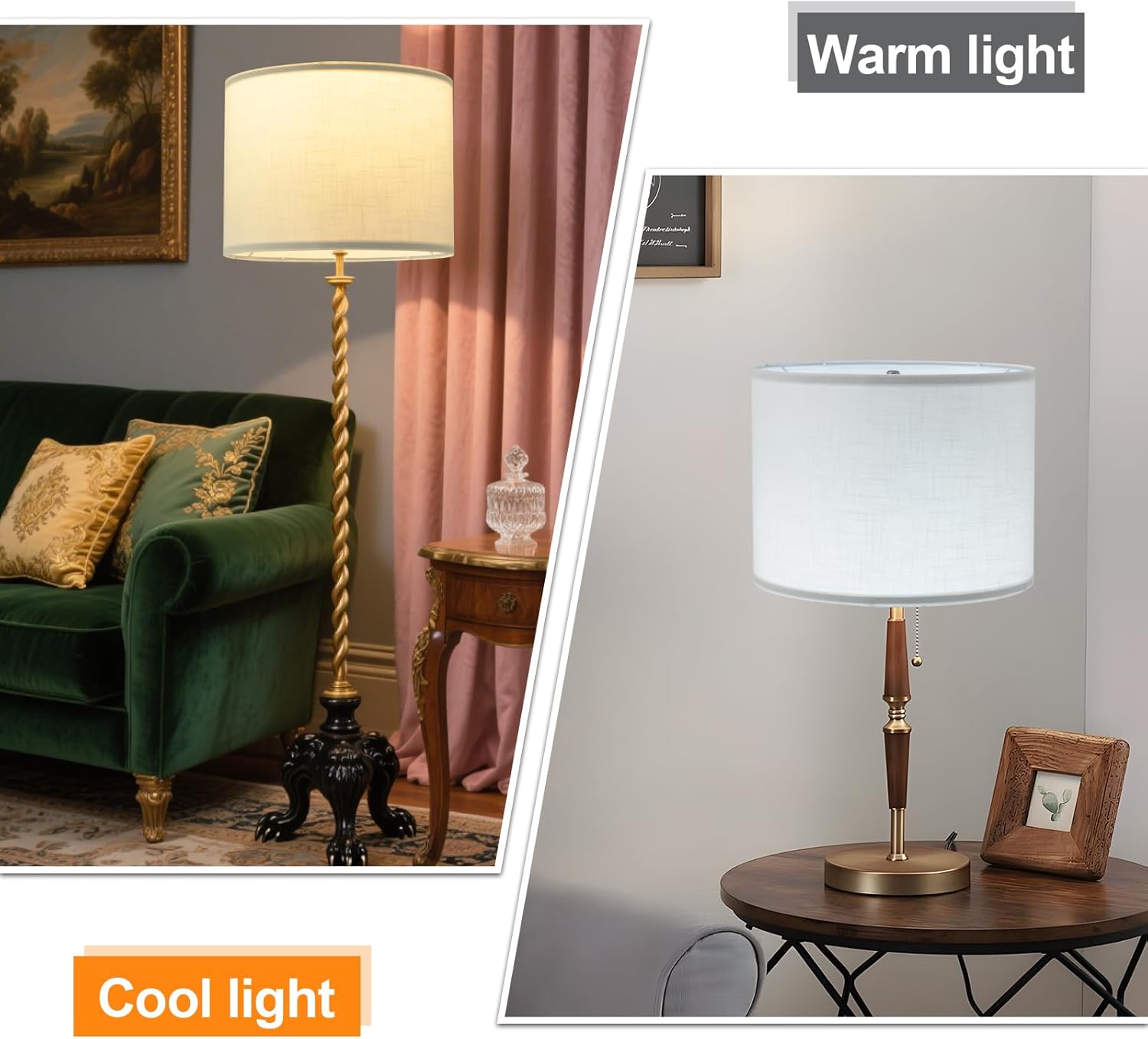 White Linen Lamp Shade,Drum lamp shade for table lamps 13" Top x 13" Bottom x 10" High,Replacement Large Fabric Lampshade for Floor Lamps and Bedside Lamps, Easy Assembly Required(Spider Fitter) - Image 2