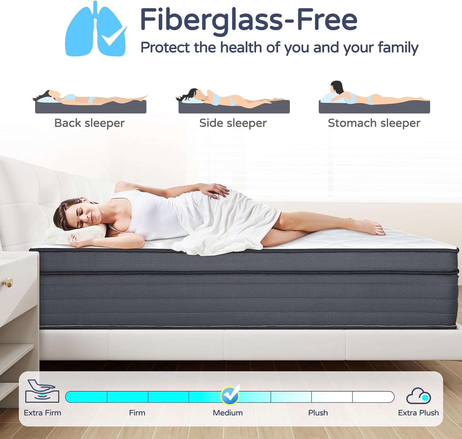 King Size Mattress - 12 Inch Hybrid King Size Mattress in a Box, Upgrade Strengthen, Gel Memory Foam King Matress with Motion Isolation, Strong Edge Support and Pocket Springs, Medium - Image 3