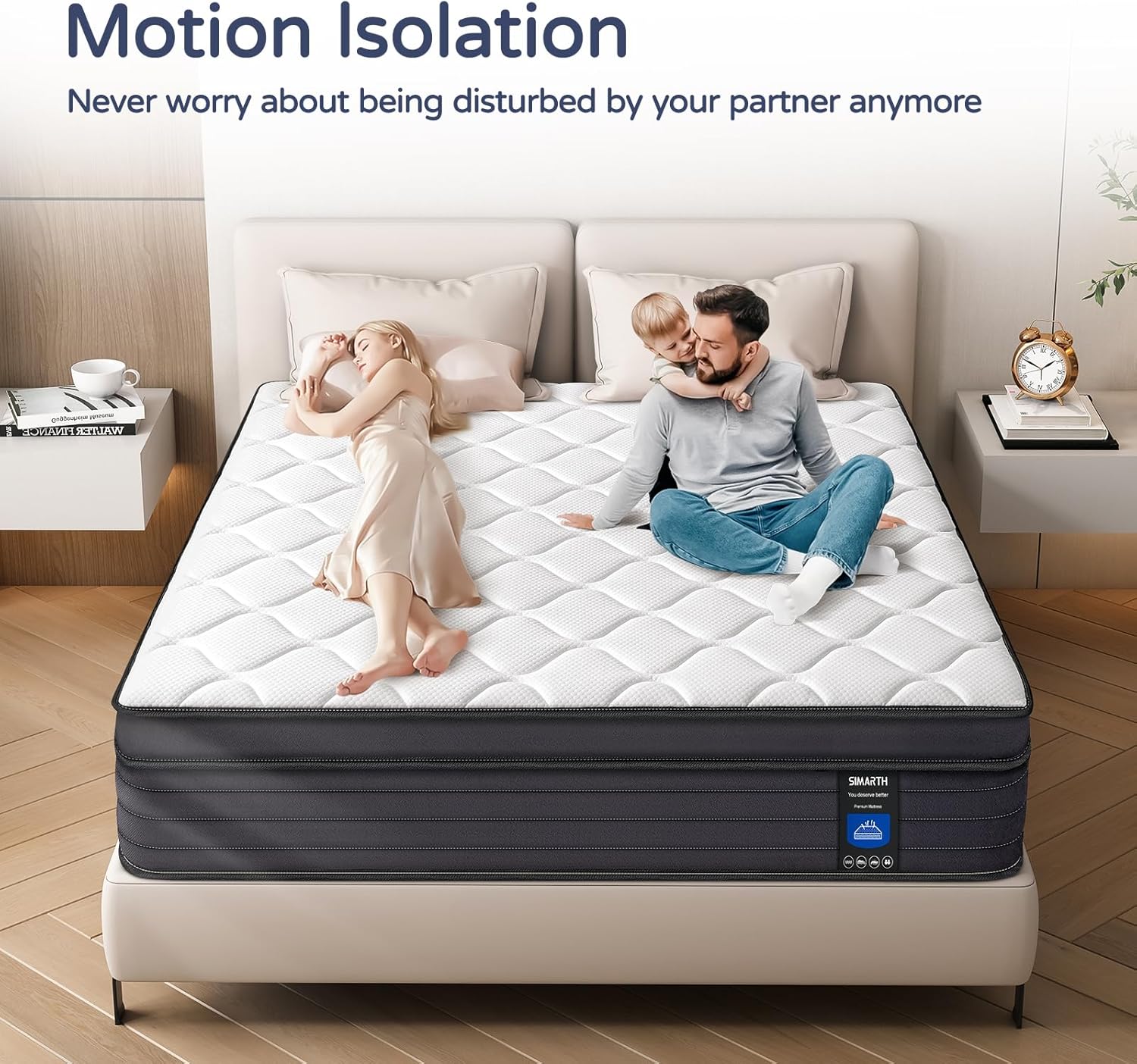 King Size Mattress - 12 Inch Hybrid King Size Mattress in a Box, Upgrade Strengthen, Gel Memory Foam King Matress with Motion Isolation, Strong Edge Support and Pocket Springs, Medium - Image 5