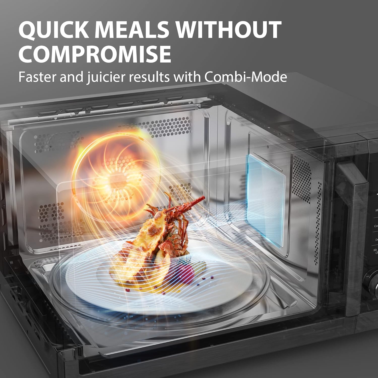 TOSHIBA Countertop Microwave Oven Air Fryer Combo, Inverter, Convection, Broil, Speedy Combi, Even Defrost, Humidity Sensor, Mute Function, 27 Auto Menu&47 Recipes, 1.0 cu.ft/30QT, 1000W - Image 5