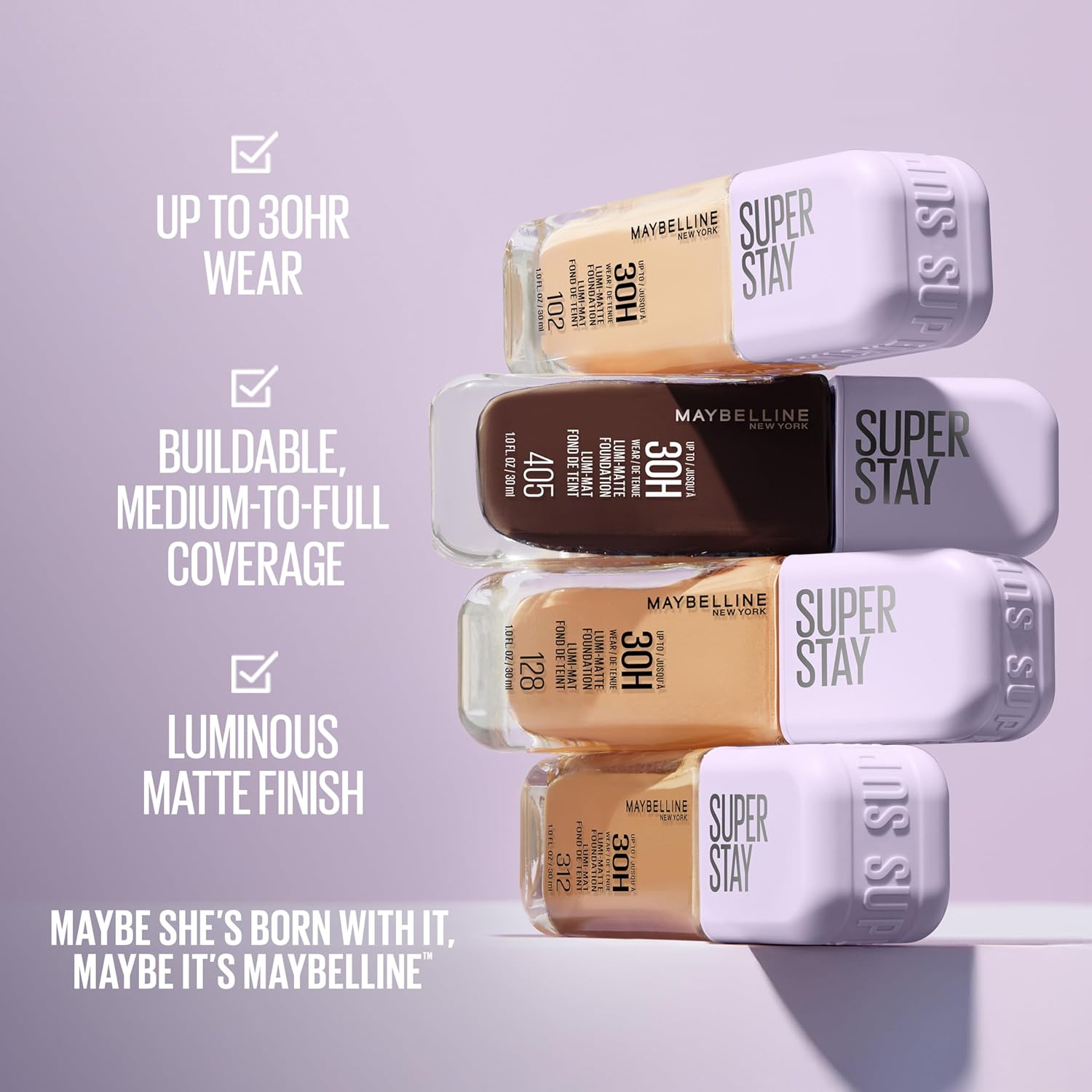 Maybelline Super Stay Lumi-Matte Foundation, Lightweight and Buildable Full Coverage Foundation Makeup For Up To 30HR Wear, 125, 1 Count - Image 5