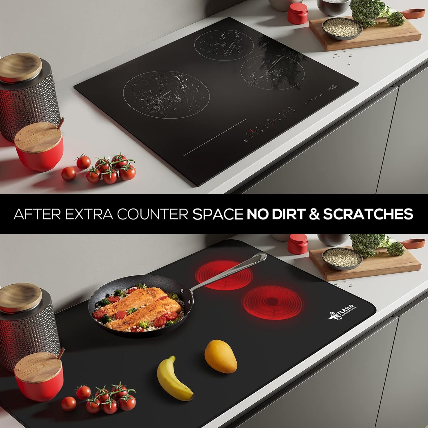 FLASLD Fireproof and Waterproof Stove Covers, Electric Stove Mat, Glass Top Protector - Ceramic Glass Cooktop - Flat Top Oven - Black-2024 inch - Image 3