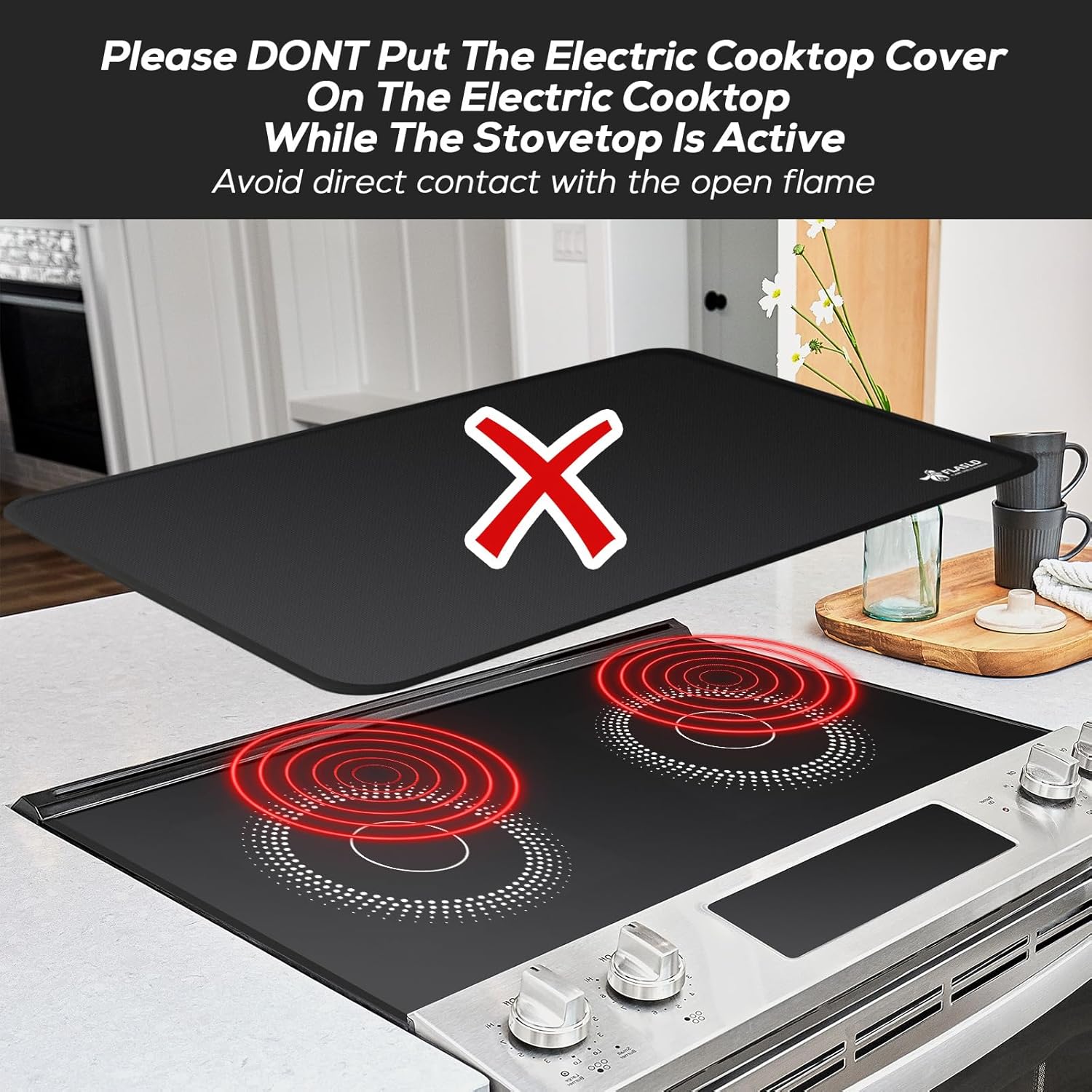 FLASLD Fireproof and Waterproof Stove Covers, Electric Stove Mat, Glass Top Protector - Ceramic Glass Cooktop - Flat Top Oven - Black-2024 inch - Image 5