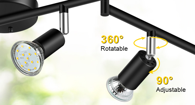 This 6 way Ceiling Track Light can be rotated 90°vertically and 270° horizontally