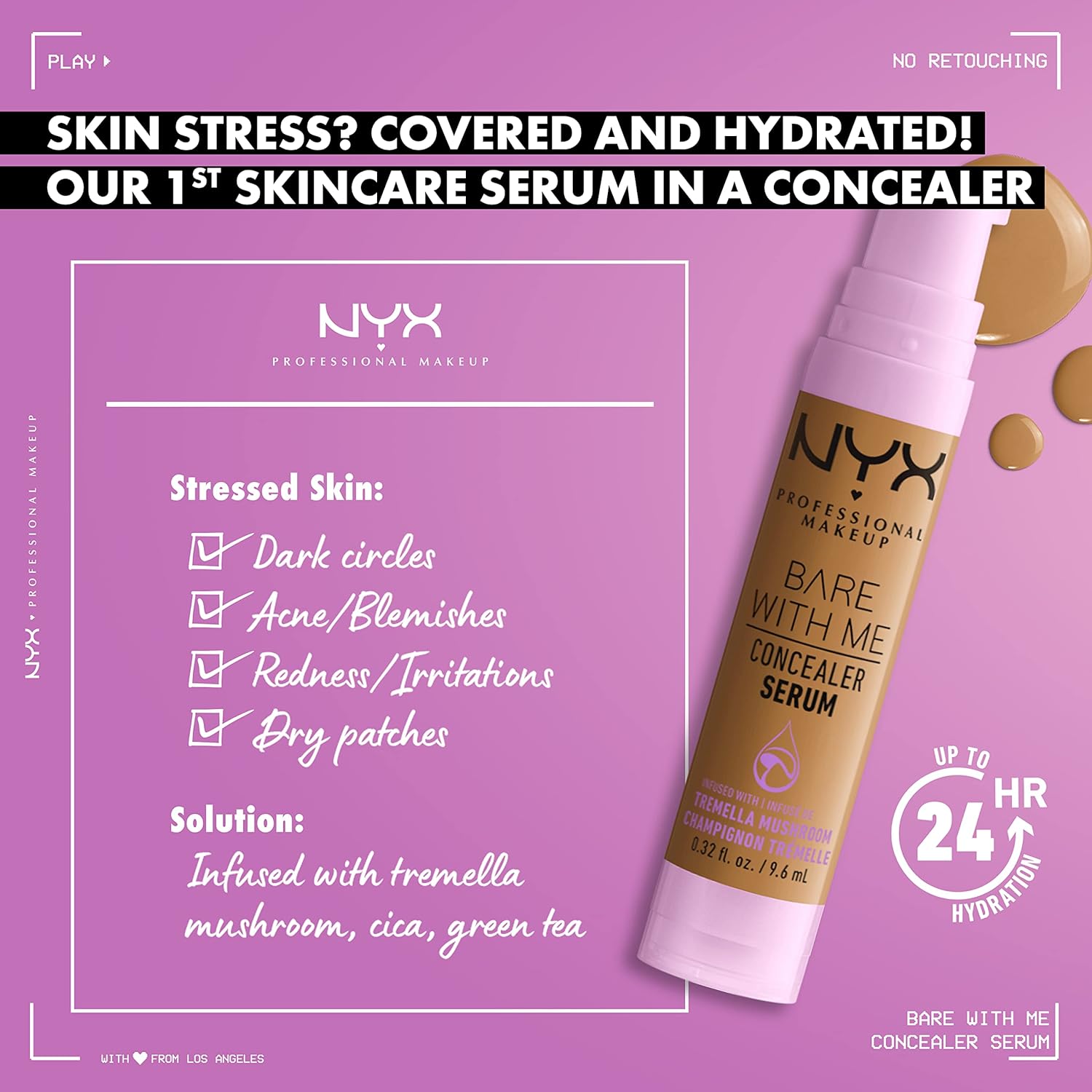 NYX PROFESSIONAL MAKEUP Bare With Me Concealer Serum, Concealer Makeup For Up To 24Hr Hydration - Fair - Image 2