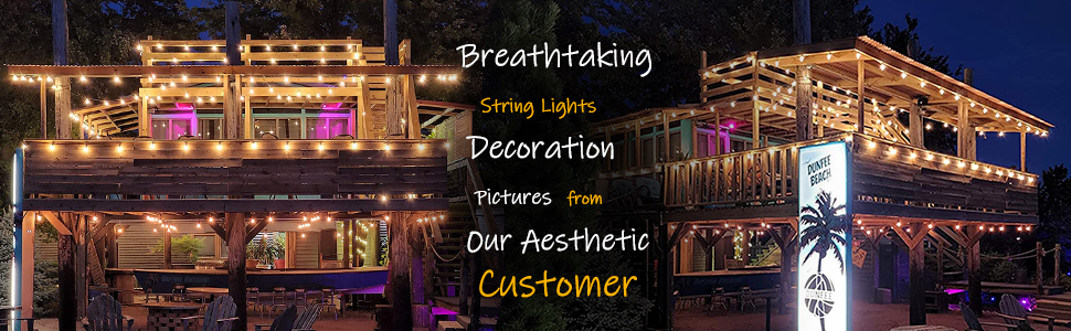 customer pictures of string lights for outside