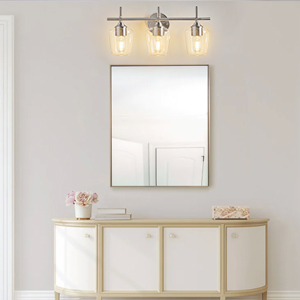 Bathroom Light Fixtures 3-Light Brushed Nickel Bathroom Vanity Light with Clear Glass Shade