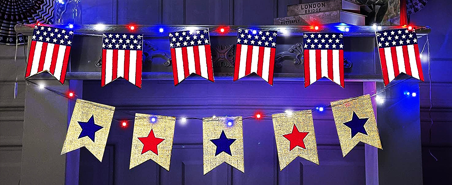 red blue white lights