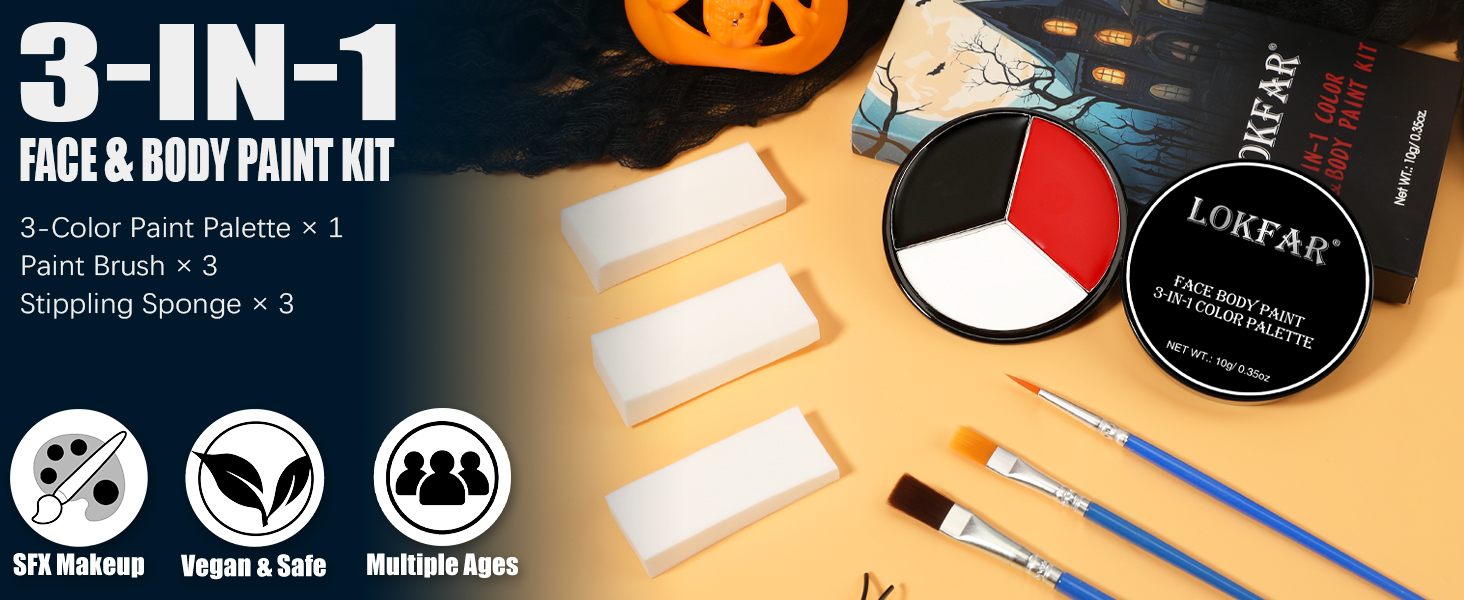 halloween face body paint kit