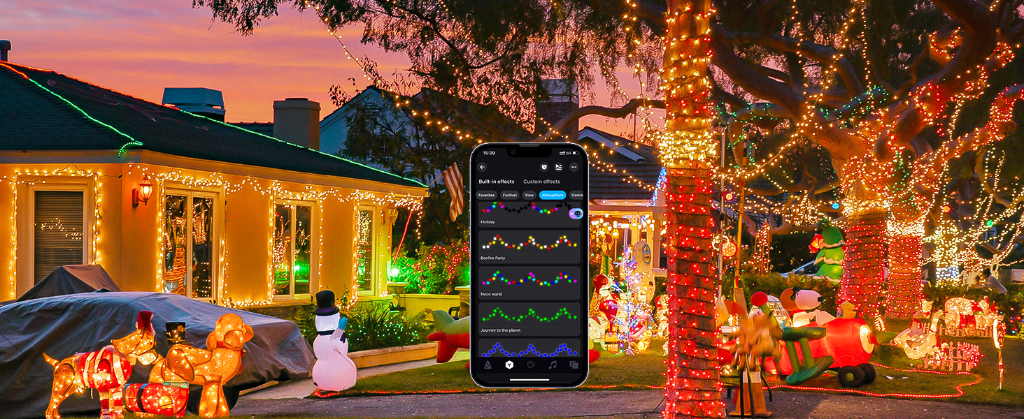 Different lighting effects modes can also be selected in the built-in effects by the app lights.