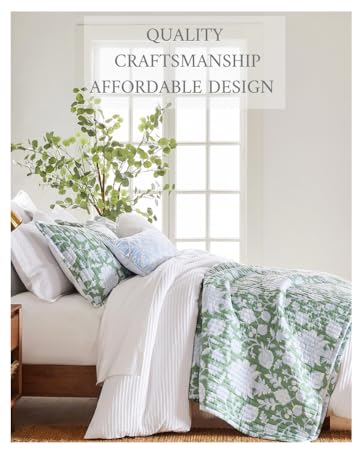 quilts prewashed cotton quilted pom poms bedding ditsy white grey