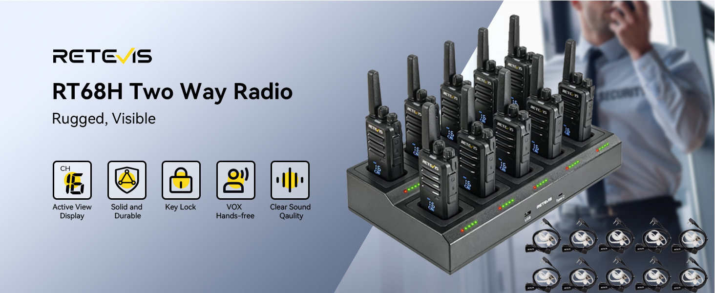 RT68H walkie  talkie with earpiece