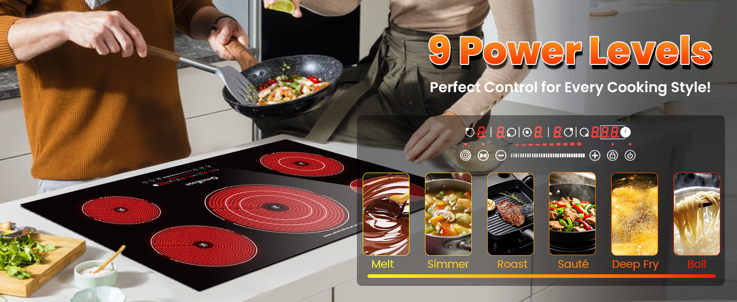 electric cooktop 36 inch electric stove top 5 burner built in flat electric vitro ceramic glass
