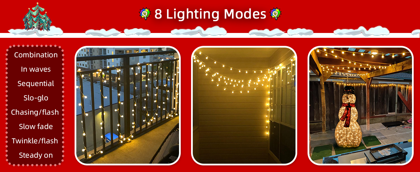 8 lighting modes