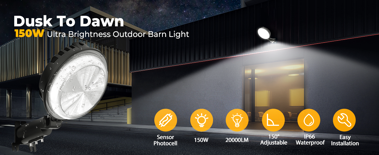 LED Barn Light Dusk to Dawn Outdoor Lighting with Photocell IP66 Waterproof Street Lights