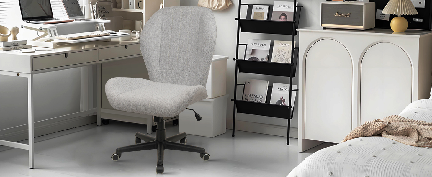 gray fabric vanity chair