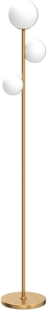 Fiqevs 3 Globe Mid Century Modern Floor Lamp for Living Room, Gold Standing Lamp with Frosted Glass Shade and 3x2700K Warm LED Bulbs, Vintage Retro Tall Lamps for Bedrooms, Office - Antique Brass - Image 4