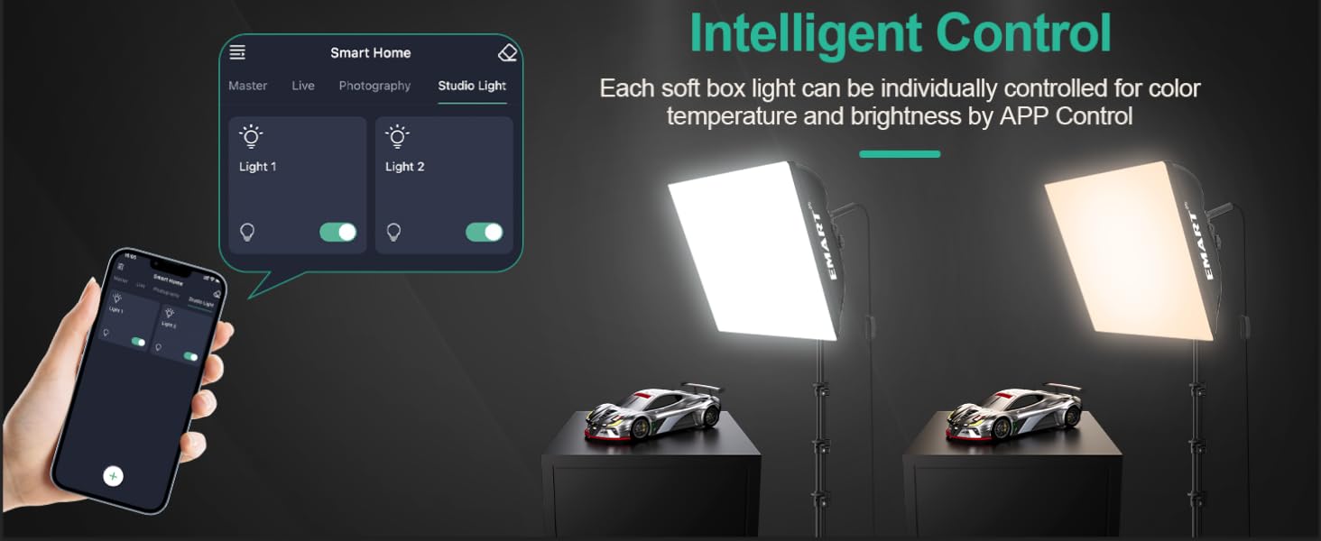 Softbox Photography Light Kit Pull Soft Box with Remote/APP Intelligent Control