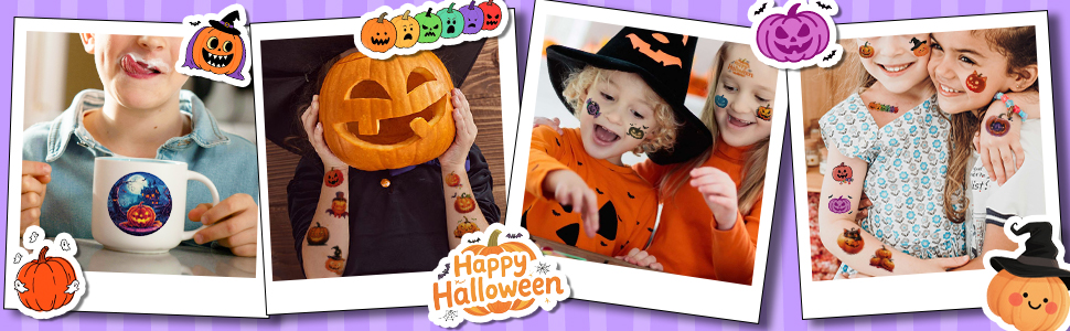 Pumpkin tattoos for kids Halloween party