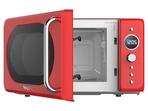 Total Chef retro microwave, open, on a white background