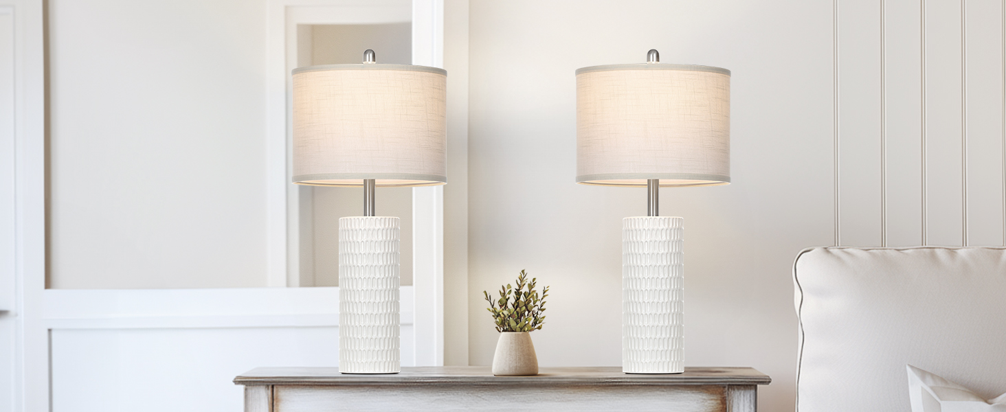 white ceramic table lamp