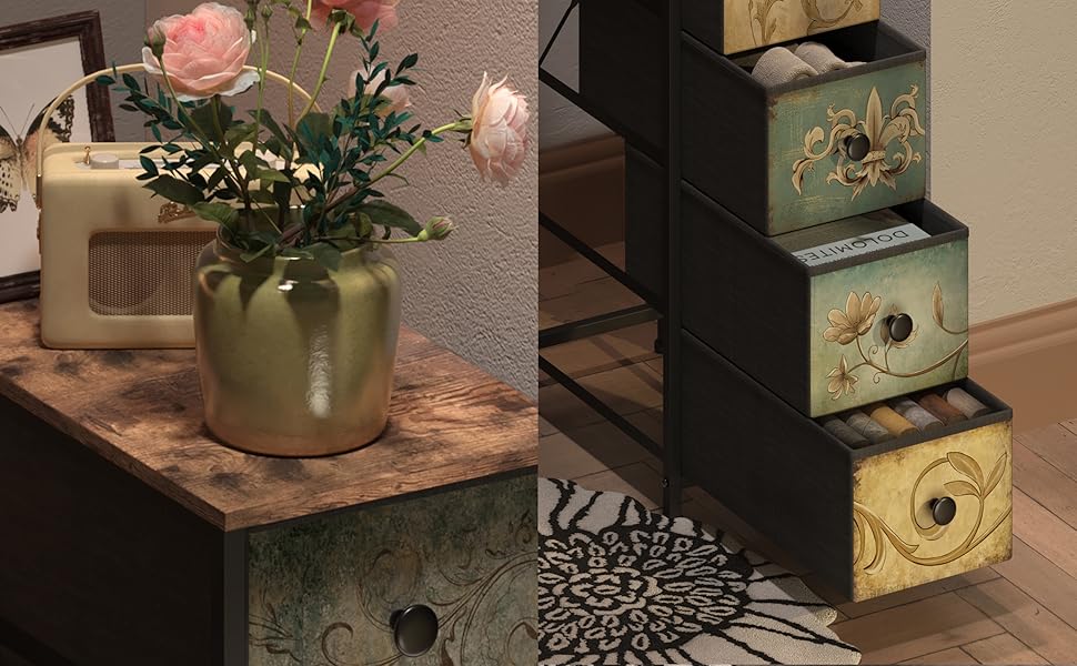 narrow dresser with 5 drawers