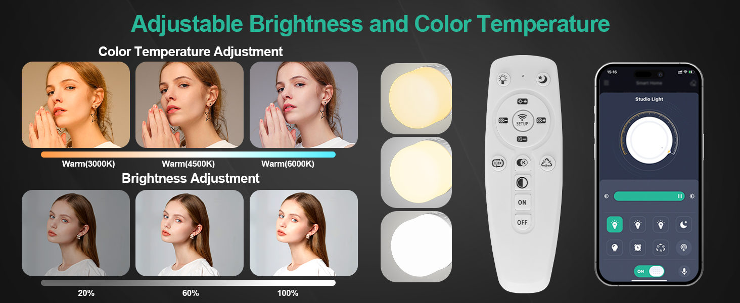 Softbox Photography Light Kit Pull Soft Box with Remote/APP Intelligent Control Light Bulb