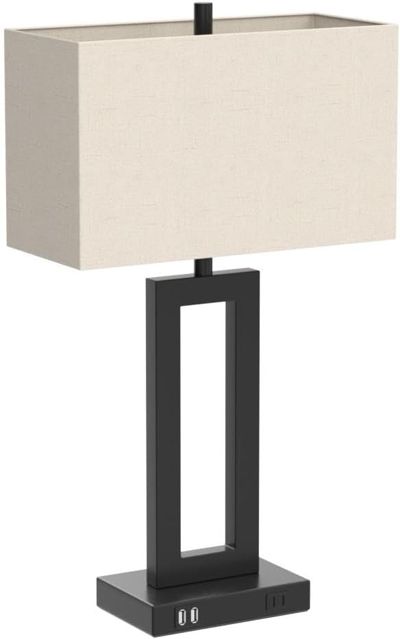 Set of 2 Touch Control Table Lamp with 2 USB Ports, 3-Way Dimmable Modern Nightstand Lamp Sets Bedside Touch Desk Lamp with Fabric Cream Shade for Bedroom Table Living Room Reading, Included Bulbs - Image 4