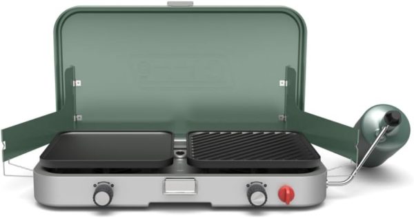 Coleman Cascade 3-in-1 Outdoor Camp Stove, Portable Cooktop with Included Cast-Iron Grill & Griddle Accessories, 24,000 BTUs of Power for Camping, Tailgating, Grilling
