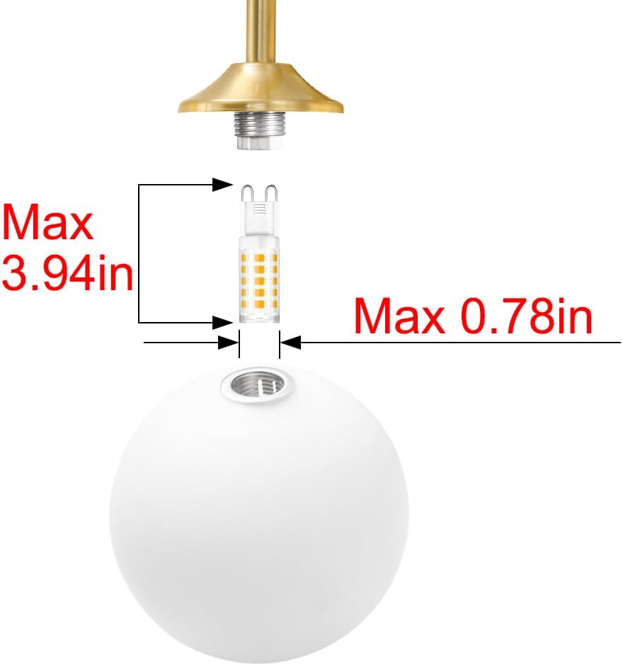 Modern Brushed Gold 3-Lights Vanity Light Fixtures with Milky White Glass Ball Shades, Mid Century Brass Wall Sconce Lighting Fixtures over Mirror, Wall Sconces for Bathroom Dressing Table Bedroom - Image 8