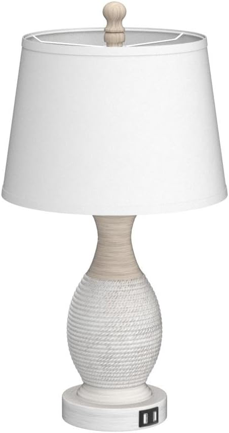 PARTPHONER Table Lamps Set of 2, Bedside Touch Lamp with USB C+A Charging Ports, Side Table Lamp with White Fabric Shade (LED Bulbs Included) - Image 4